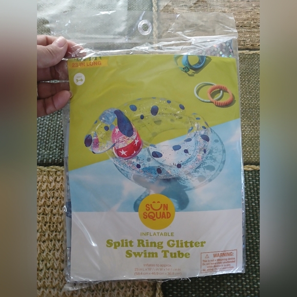 Sun Squad Inflatable Split Ring Glitter Swim Tube - Multicolor - Picture 1 of 4